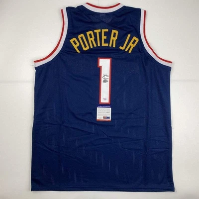 Autographed/Signed MICHAEL PORTER JR Denver Navy Blue Jersey PSA/DNA COA Auto - Image 1 of 4