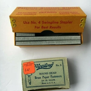 Vintage Noesting Brass Paper Fasteners and Practical Standard Staples Original  - Picture 1 of 7