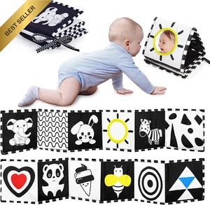 B&W Tummy Time Soft Book, High Contrast Visual Sensory Toy 0-12M - Picture 1 of 12