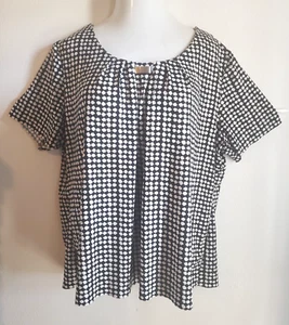 Notations Women's Top Plus Size 3X bust 54" no-wrinkle jersey black/white print - Picture 1 of 6