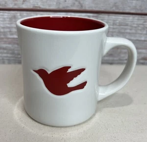 Starbucks 2008 Keramik Weihnachten Kaffeebecher mit geprägtem roten Taubenvogel 12 Unzen - Bild 1 von 8