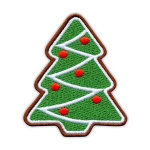 Weihnachtsbaum - Lebkuchen Cookie Aufnäher / Abzeichen Bestickt