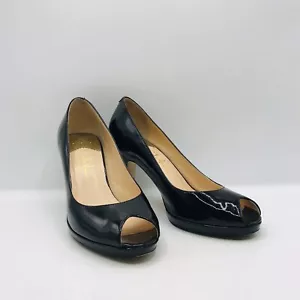 Zapatos de tacón alto Cole Haan negros Nikeair charol sin cordones punta abierta talla 6B - Imagen 1 de 8