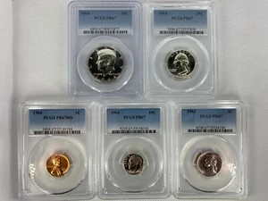 PR67 1964 PCGS PROOF SET COINS LOT KENNEDY MIRROR/CAMEO LOOK 50C 25C 10C 5C 1C - Picture 1 of 12