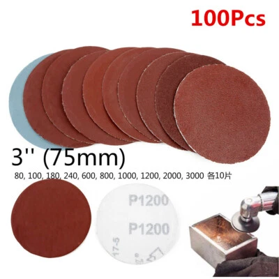 100pc 3inch/75mm 3000Grit Abrasive Tools Discs Sanding Polishing Pads Sandpaper - Image 1 of 4