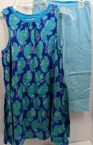 Tea Collection Girls Sz 7 INDIA Koyari Trapeze Dress Blue Capri Leggings 5M12305 - Picture 1 of 10