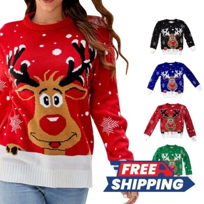 EFTINAN Kids Christmas Jumper Unisex Girl Boy Reindeer Merry Xmas Knitted Sweater Top