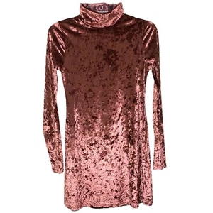 Kimchi Blue Crushed Velvet Mock-Neck Mini Dress Wine Pink Red Size Small - Picture 1 of 5