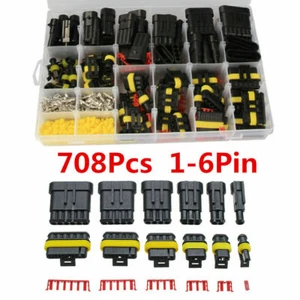 708 Stck. 1-6 Pin Wasserpoof Kfz Stecker Kit Elektrische Draht Stecker Set - Bild 1 von 12