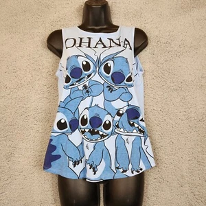 Disney Lilo And Stitch Juniors Size M (7-9) Ohana Blue Tank Top - Picture 1 of 7