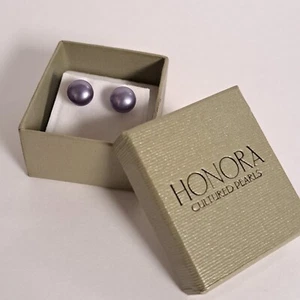 Honora 925 Sterling Silver Cultured Pearls Stud Earrings 3/8" Purple Lilac Pearl - Picture 1 of 9