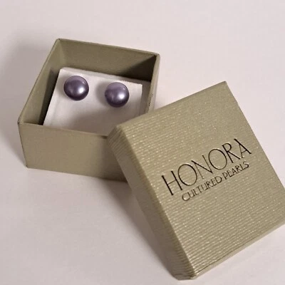 Honora 925 Sterling Silver Cultured Pearls Stud Earrings 3/8" Purple Lilac Pearl - Image 1 of 4