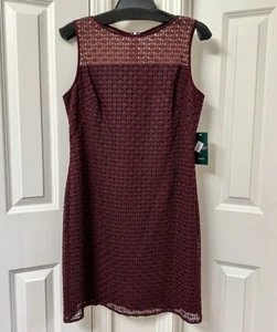 Lauren Ralph Lauren Geo Lace Dress, Size-12 - Picture 1 of 4