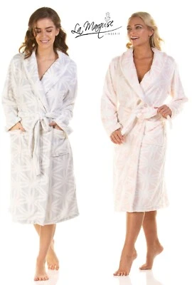 LA MARQUISE LADIES SNOWFLAKE SUPERSOFT SHAWL COLLAR ROBE/WRAP DRESSGOWN SIZES S/XL 17248