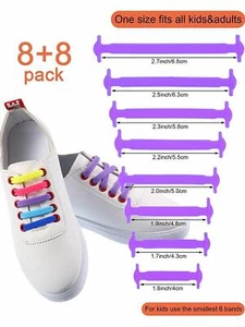 16 Stück einfache Schnürsenkel ohne binden elastisch Silikon flach faul Schuh Schnürsenkel Schnüre Erwachsene - Bild 1 von 22