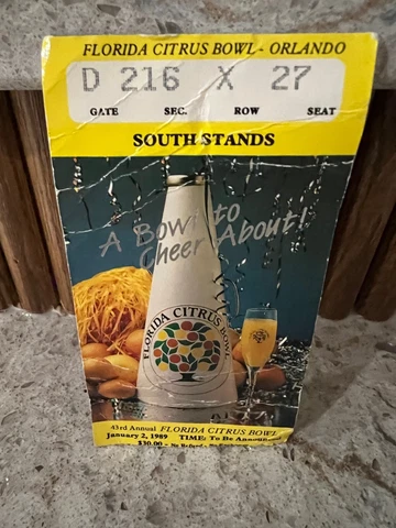 1989 Citrus Bowl Game Clemson Tigers vs Oklahoma Sooners Football Ticket Stub Cover