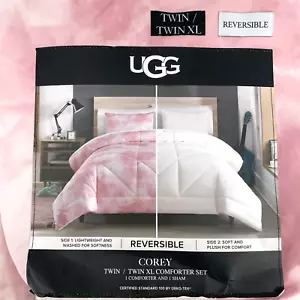 UGG Corey Reversible Tie Dye Pink White Comforter Only No Pillow Case READ - Picture 1 of 10
