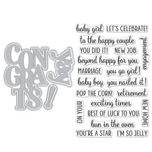 Hero Arts Stamp & Cut XL "CONGRATS & YAY" Clear Stamps With Dies Bundle 2022 - Picture 1 of 2