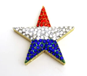 Zanzibar Crystal Covered Red White & Blue Star trinket Box - Picture 1 of 4