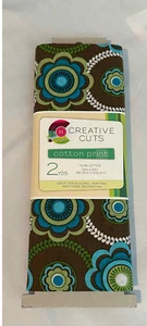 Fabric material Creative cuts Serendipity Brown Flower w/ green and blue 2 yards - Picture 1 of 2