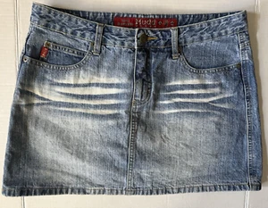 MUDD Blue Denim Jean Mini Skirt Women’s Junior's Size 11 Back 5 Pocket Design - Picture 1 of 8