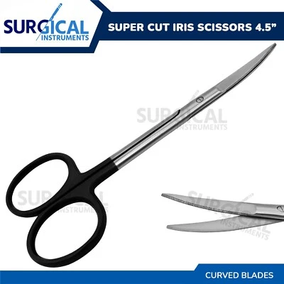 SURGINSTRUMENTS Supercut Iris Scissors Curved Surgical Instruments 4.5" Stainless German Grade