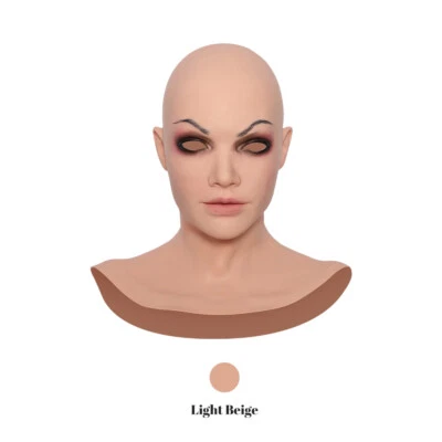 Silicone Female Realistic Female Mask Full Face with Neck For Halloween Cosplay  - Image 1 of 4