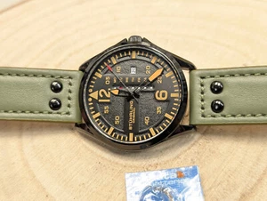 Mens Stuhrling original pilots watch ugsl linear day date military dial - Imagen 1 de 11