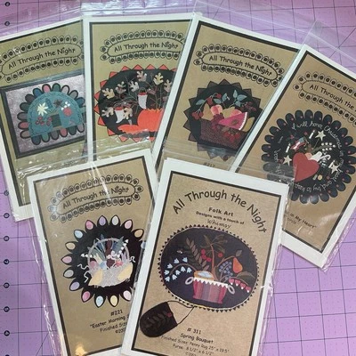 Lot 6 All Through The Night wool felt applique quilt patterns designs Penny Rug - Image 1 of 4