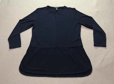 Lauren Ralph Lauren Tunic Sweatshirt Women's XL Stretch Minimalist Lounge Blue - Image 1 of 4