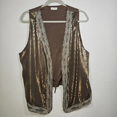 Chico's Women's Sequin  And Beaded Embellished Vest. Size 3. - Image 1 of 4