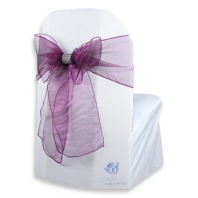10 шт. органза стул чехол бант пояс 108 «x 8» - сливы фиолетовый - с бантом крышки de - Изображение 1 из 4