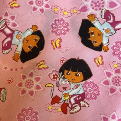 Dora the Explorer 2009 Monkey and Butterfly Cotton Fabric 1.75 Yard 63”x 42" - Image 1 of 4