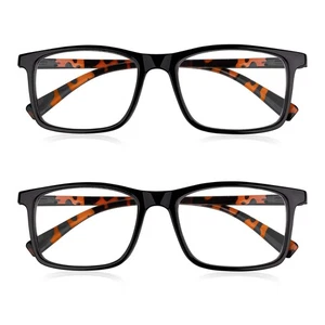 2x Read Optics Black & Tort Rectangle Reading Glasses +1 - +3.5 Value Pack - Picture 1 of 16