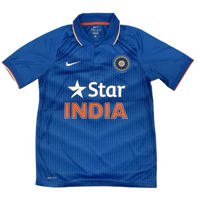 Nike India Jersey Mens Medium Blue Cricket Polo Sahara Star 2011 Dri Fit - Image 1 of 4