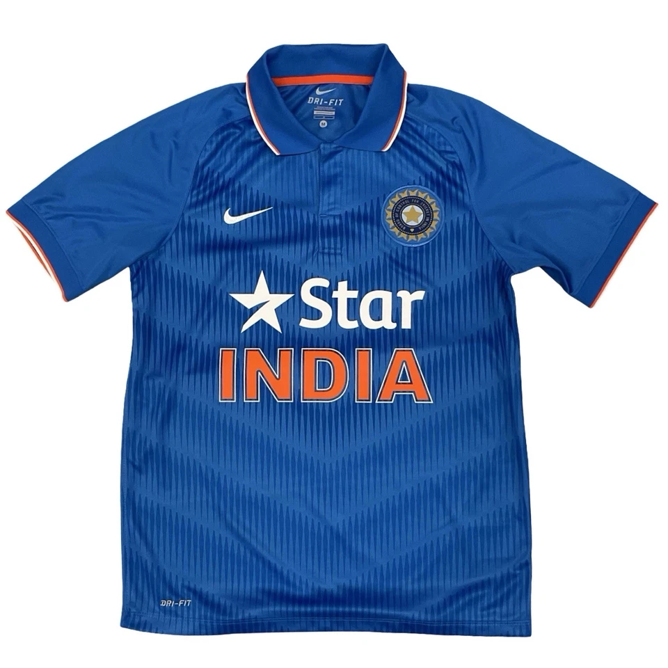 Camiseta Nike India Para Hombre Mediana Azul Cricket Polo Sahara Star 2011 Dri Fit Foto 1 de 4
