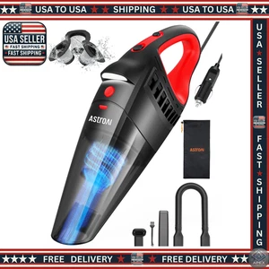 Handheld Car Vacuum 7500Pa Suction w/ LED Light & Accessories 12V DC Power - Picture 1 of 8