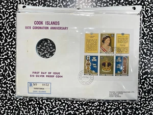 1978 Cook Islands Elizabeth II 25th $10 Dollars Proof & FDC Set Lot#B2808 Silver - Picture 1 of 6