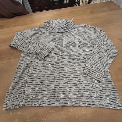 T By Talbots Pullover Womens XLP Gray Black Long Sleeve UPF 50 Cowl Neck Top - Image 1 of 4