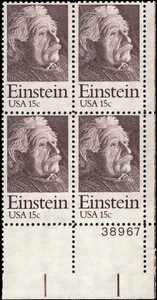 US Scott # 1774, Albert Einstein, Plate Block (4) 1979 15¢ Stamps, MNH - Picture 1 of 1