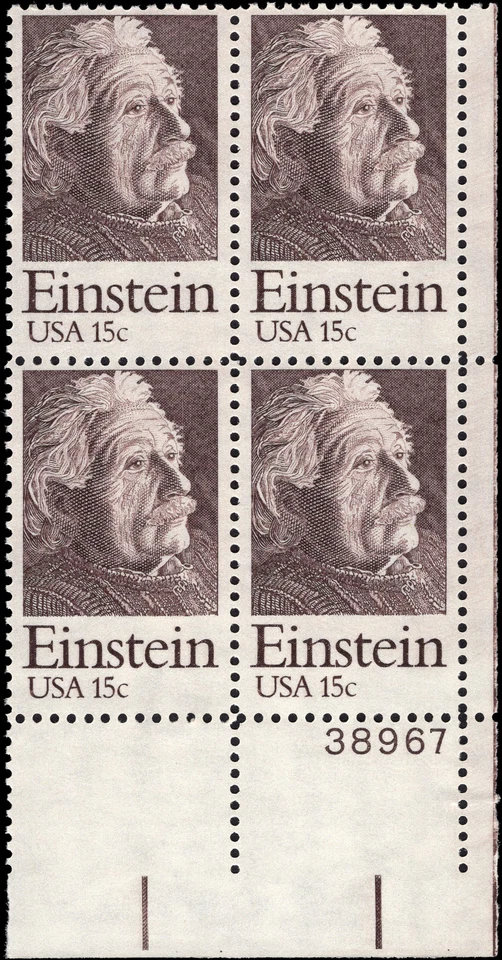 US Scott # 1774, Albert Einstein, Plate Block (4) 1979 15¢ Stamps, MNH - Image 1 of 1