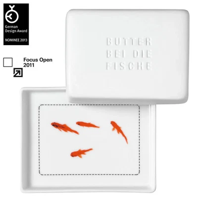 Butterdose aus Porzellan " Butter bei die Fische " von räder design nordisch Ha - Bild 1 von 2