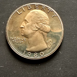 1980 PROOF WASHINGTON QUARTER, RAINBOW TONED - Picture 1 of 2