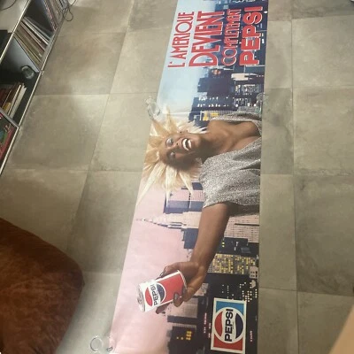 Grande Affiche Originale L'Amérique devient...PEPSI  années 80 - 274 x 68 cm - Photo 1/4