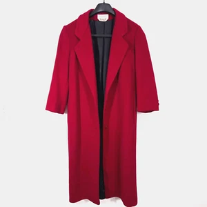 Vtg Cassidy Wool Long Peacoat Size 8 Lined Claret Red Hand Tailored Buttons USA - Picture 1 of 13