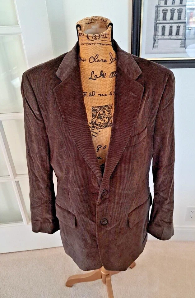 Blazer Chaqueta Abrigo Deportivo Pana Marrón Algodón Dos Botones Club Room Para Hombres 40S Foto 1 de 4