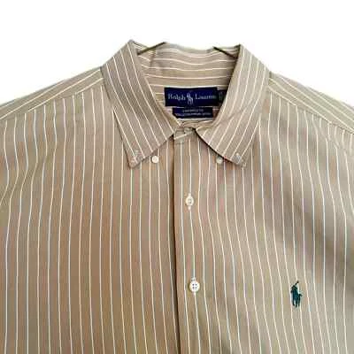 Ralph Lauren Camisa Rayas Beige Blanco Talla 17.5 36/37 Algodón Foto 1 de 4