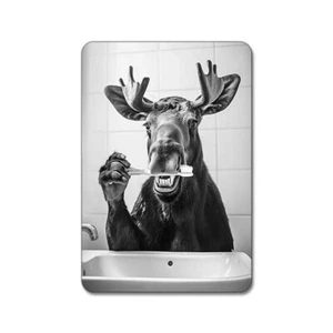 Alce cepillado de dientes - Lindos animales divertidos de baño - Imán - Imagen 1 de 2