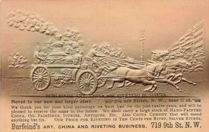Burfeind's Art China Riveting Business Fire Men Horses Rushing to Fire Postcard - Picture 1 of 2