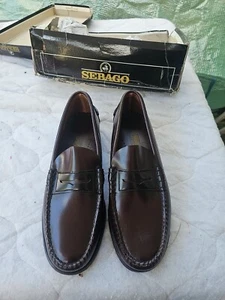 Herren Sebago Handgenäht USA Leder Halbschuhe Schuhe. 10,5 B Braun. Slipper. NEU - Bild 1 von 5